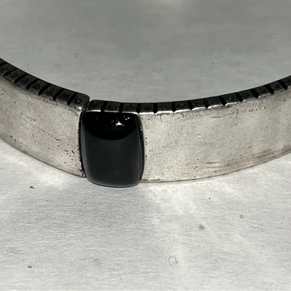 The Sak Black Enamel Stone Stretch Silver‎ Fashion Bracelet New with Tag